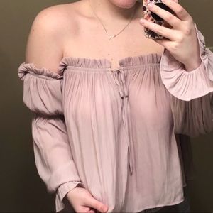 Forever 21 Mauve Off Shoulder Peasant Top M NEW